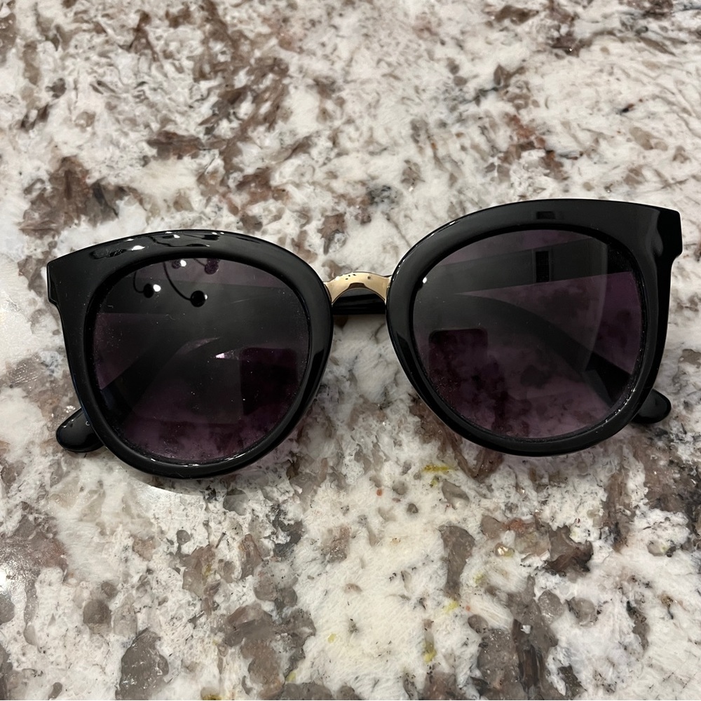 Sunglasses, plastic with gold trim